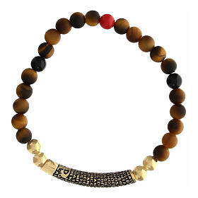 Pulsera Benedictus piedras marrones placada oro bruñida plata 925