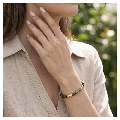 Bracciale Benedictus pietre marroni placcato oro finitura brunita argento 925 2