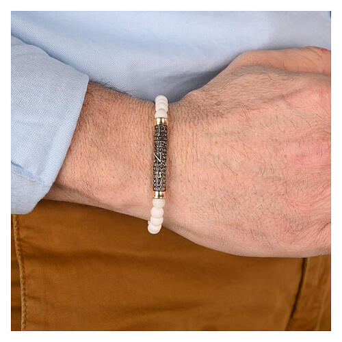 Bracciale Benedictus pietre bianche placcato oro brunito argento 925 4
