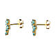 Agios stud earrings, gold plated cross with sky blue rhinestones, 925 silver s2