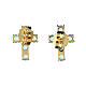Golden cross earrings with light blue zircons 925 silver Agios s3