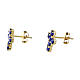 Agios stud earrings, cross with night blue rhinestones, gold plated 925 silver s2