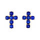 Brincos Agios dourados cruz prata 925 zircões azul escuro s1