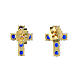 Brincos Agios dourados cruz prata 925 zircões azul escuro s3