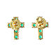 Agios stud earrings, cross with green rhinestones, gold plated 925 silver s3