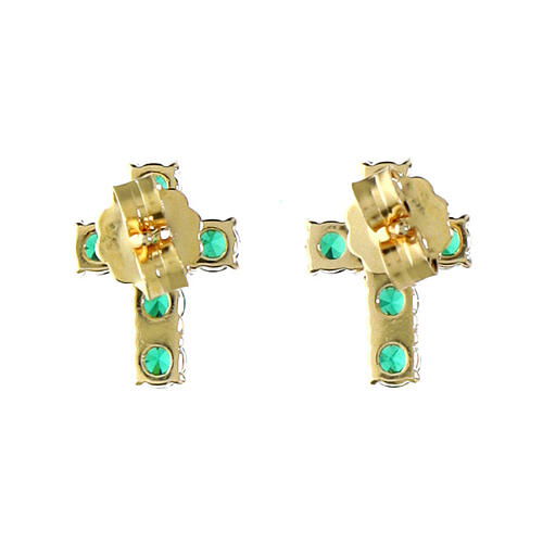 Agios 925 silver earrings with golden cross and green zircons 5