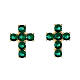 Agios 925 silver earrings with golden cross and green zircons s1