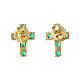 Agios 925 silver earrings with golden cross and green zircons s5