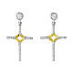 Rhodium-plated cross earrings with white zircons 925 silver Agios s1