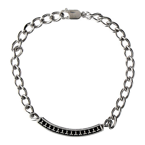 Bracelet chaîne avec plaquette gravée Agios argent 925 2