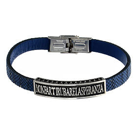Bracelet bois naturel bleu avec plaquette argent 925 Agios