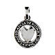 Agios medal with cut-out heart, 0.075 in, burnished rhodium-plated 925 silver s1