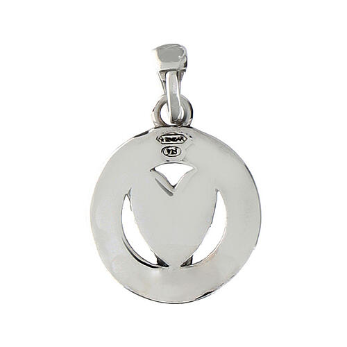 Pendentif Benedictus médaille ajourée avec coeur 19 mm argent 925 rhodié bruni 3