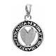 Heart coin pendant 19mm Benedictus rhodium burnished 925 silver s1