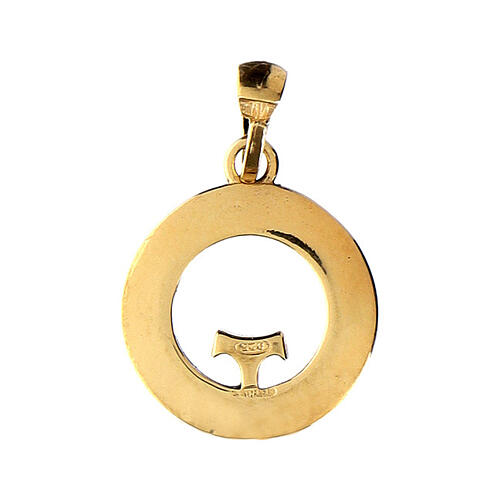 Pendentif ajouré Benedictus avec petite croix tau 19 mm argent 925 doré bruni 3