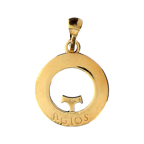Agios cross coin pendant 19 mm burnished gold 925 silver 2