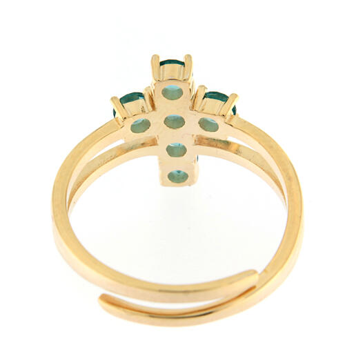Agios ring with cross of light blue rhinestones, gold plated 925 silver 3