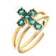 Agios ring with cross of light blue rhinestones, gold plated 925 silver s1