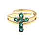 Agios ring with cross of light blue rhinestones, gold plated 925 silver s2
