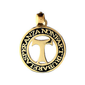 Agios medal with cut-out tau, burnished gold plated 925 silver, 0.075 in