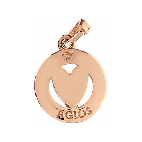 Ciondolo Agios moneta cuore 19mm argento 925 rosé