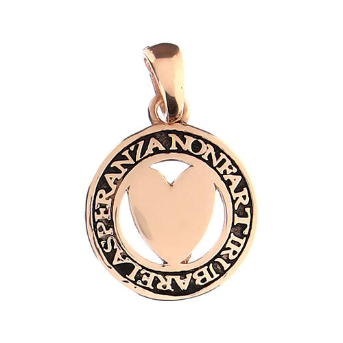 Ciondolo Agios moneta cuore 19mm argento 925 rosé 1