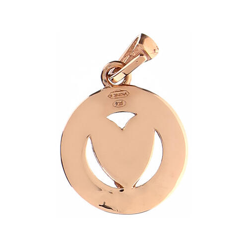 Pingente Benedictus medalha 19 mm coração prata 925 rosê brunida 3