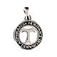 Agios coin-shaped pendant with cut-out tau, 0.075 in, burnished rhodium-plated 925 silver s1