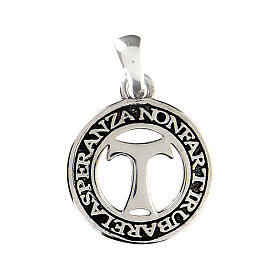 Colgante Benedictus moneda 19 mm rodiada bruñida plata 925