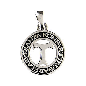 Agios coin pendant 19 mm rhodium-plated burnished 925 silver