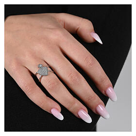 Sacrum ring, Agios, rhodium-plated 925 silver and rhinestones