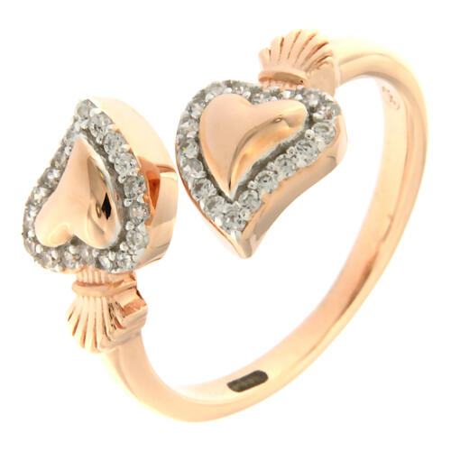 Sacrum Cor ring, Agios, rosé 925 silver and white rhinestones 1