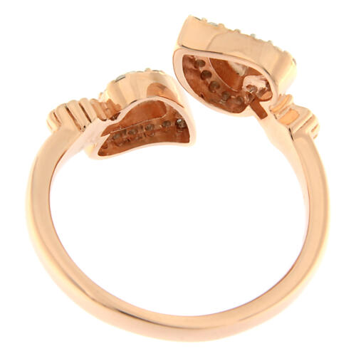 Anello Agios sacrum cor rosé zirconi bianchi argento 925 5