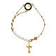 Beatitudinem rosary bracelet by Agios, burnished gold plated 925 silver, round cut-out medal with tau s1