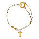 Beatitudinem rosary bracelet by Agios, burnished gold plated 925 silver, round cut-out medal with tau s2