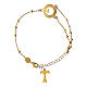 Beatitudinem rosary bracelet by Benedictus, burnished gold plated 925 silver, round cut-out medal with tau s3