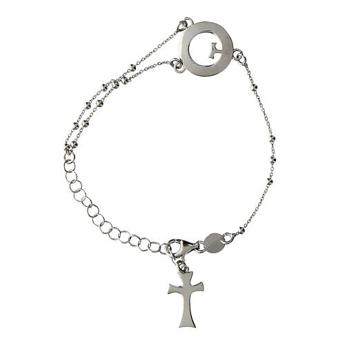 Beatitudinem rosary bracelet Agios, 925 silver, round cut-out medal with tau 2