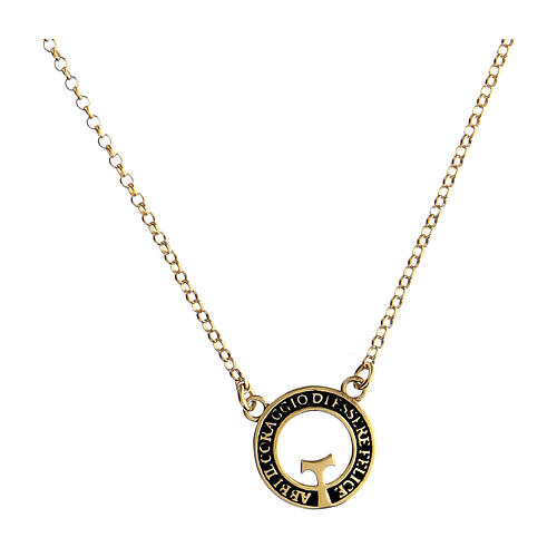 Collana Agios beatitudinem argento 925 placcato oro brunito  1