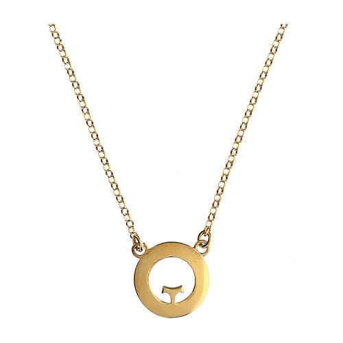 Collana Agios beatitudinem argento 925 placcato oro brunito  2