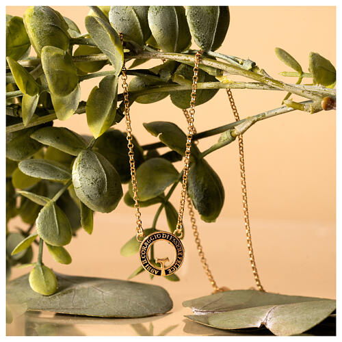 Collana Agios beatitudinem argento 925 placcato oro brunito  4