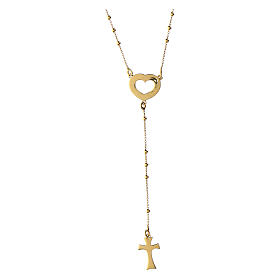 Agios Speranza rosary, heart-shaped medal, gold plated 925 silver