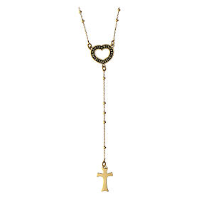 Agios Speranza rosary, heart-shaped medal, gold plated 925 silver