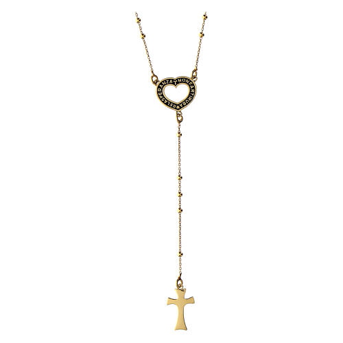 Collier chapelet Agios coeur Speranza argent 925 doré 1