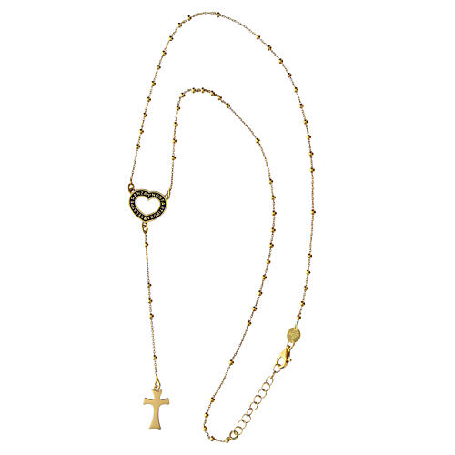 Rosario Agios argento 925 placcato in oro con cuore speranza  4