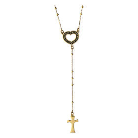 Gold plated 925 silver Agios rosary with hope heart