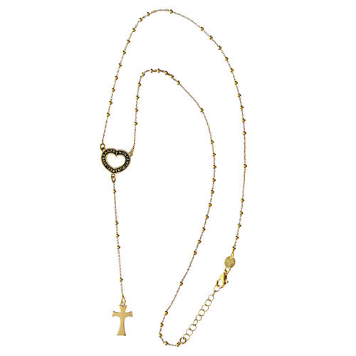 Gold plated 925 silver Agios rosary with hope heart 3