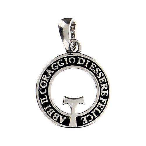 Agios cut-out pendant with small tau, 0.075 in, burnished rhodium-plated 925 silver 1