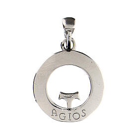 Agios rhodium coin pendant 19mm burnished 925 silver