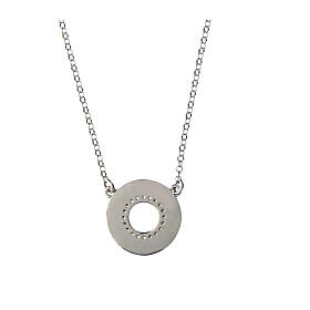 Speranza necklace by Agios, round cut-out medal with rhinestones, 925 silver