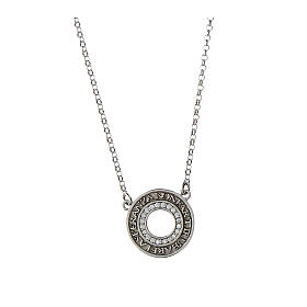 Speranza necklace by Agios, round cut-out medal with rhinestones, 925 silver